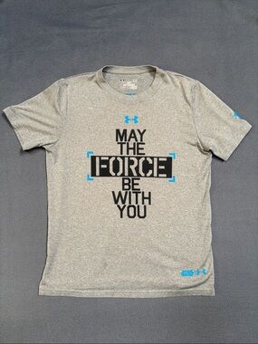 Under Armour Boys Grey Star Wars Shirt Sz YLG